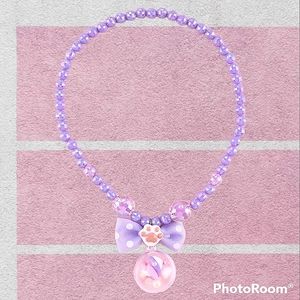 Purple & lavender bead necklace with ball pendant for girls.
